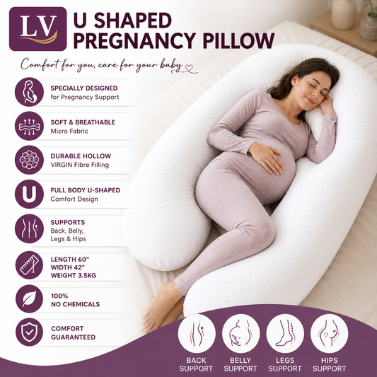 LV U Shaped Pregnancy Pillow | Feel Comfort. Sleep Better. Embrace Motherhood | Free Delivery