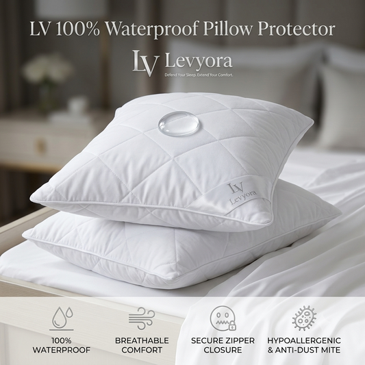 LV 100% Waterproof Pillow Protector | Hypoallergenic & Breathable Cover | Free Delivery