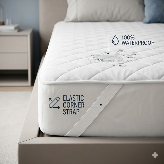 LV Premium 100% Waterproof Mattress Protector | White with Secure Elastic Straps | Free Delivery